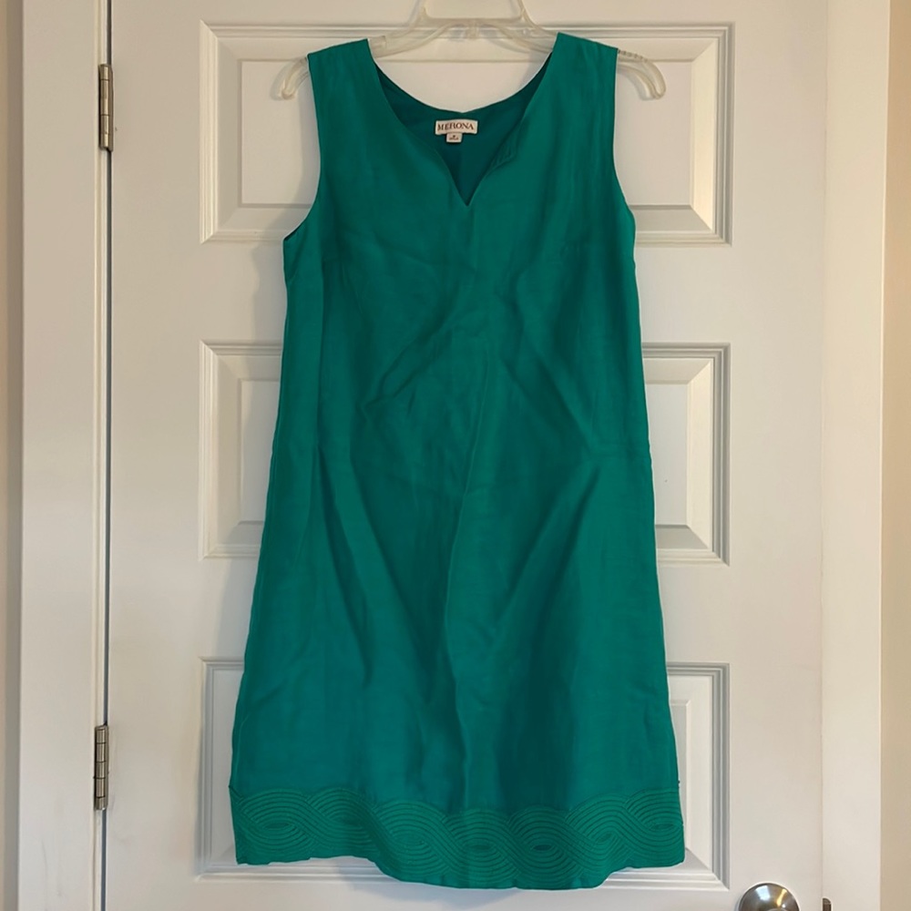 Teal sleeveless dress, size 8.